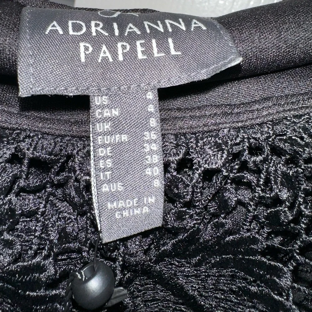 New with tags Adrianna Papell black lace shirt dress‎ off shoulders size 4 - Picture 6 of 8